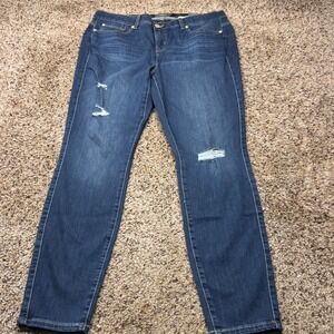 Torrid Bombshell Skinny High Rise Distressed Jeans Dark Wash 18T Tall New